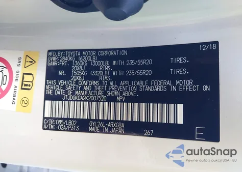 2019 Lexus Rx 450Hl Premium from USA, damaged, VIN JTJDGKCA2K2007520